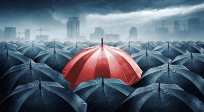 Composing mit dem Mazelle Kreativ Studio im Sturm - der rote Regenschirn